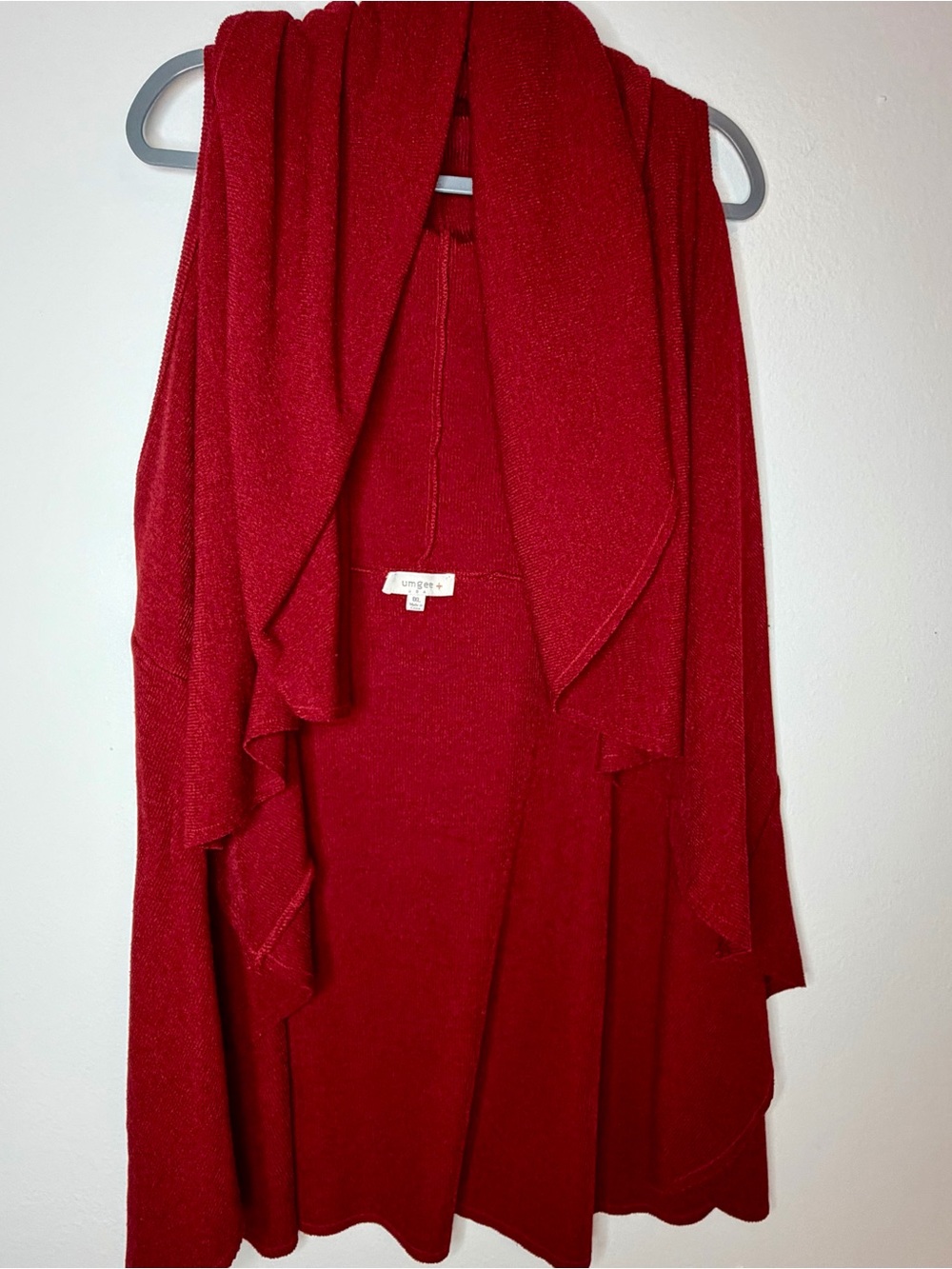 Umgee Red Open-Front Draped Cardigan